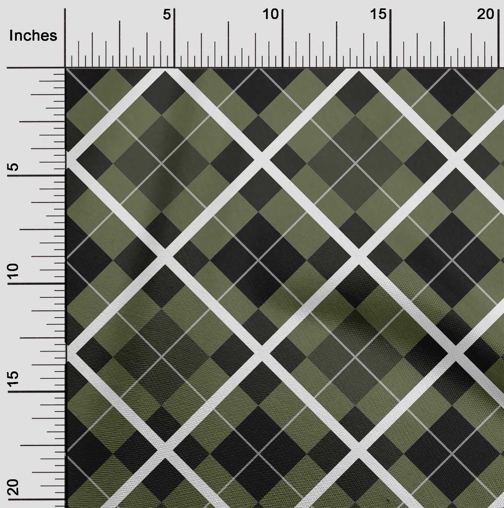 oneOone Cotton Flex Light Brown Fabric Argyle Check Sewing Material Print Fabric By The Yard 40 Inches