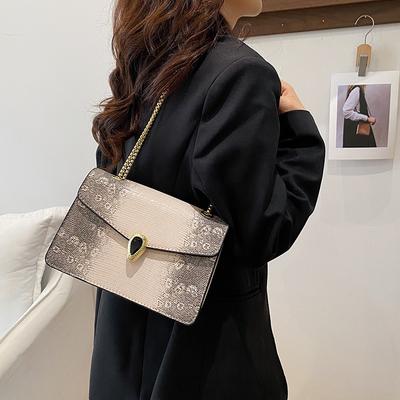 New Fashionable High-end Snake Pattern Chain Bag Single Shoulder Crossbody Trendy Women's Bag