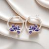 PANPOKI S925 Silver Blooming Purple Iris Flower Earrings Versatile Hoop Earrings For Women Jewelry Original Party Gift