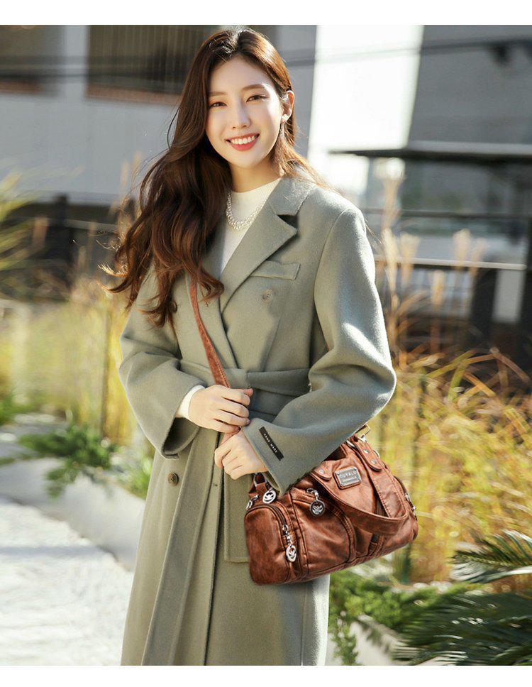 European & American Style 2025 Retro Soft Leather Motorcycle Crossbody Shoulder Bag for Women