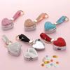 Portable Mini Pill Case Shining Bling Bling Key Pendant Rhinestone Heart Keychain Bag Hanging