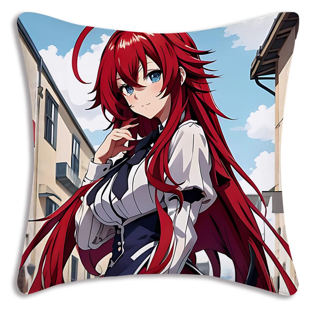 R-Rias G-Gremory Pillow Covers Cartoon Sofa Decorative Home Double-Sided Printing Short Plush Cute Cushion Cover