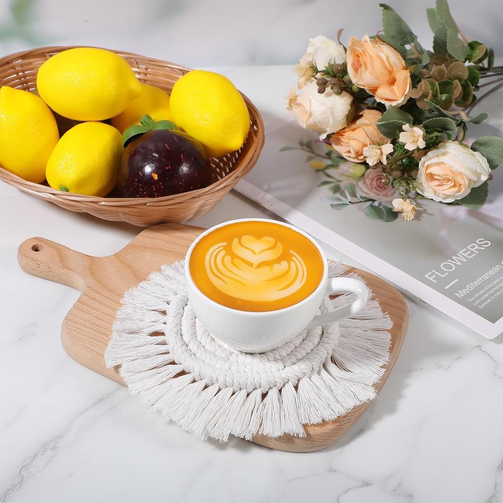Macrame Boho Coasters Set of 2,Ymapinc Cloth Woven Cute Cup Coasters for Office Desk,Drinks, Coaster Set for Coffee Table,Desk,Kitchen, Dining