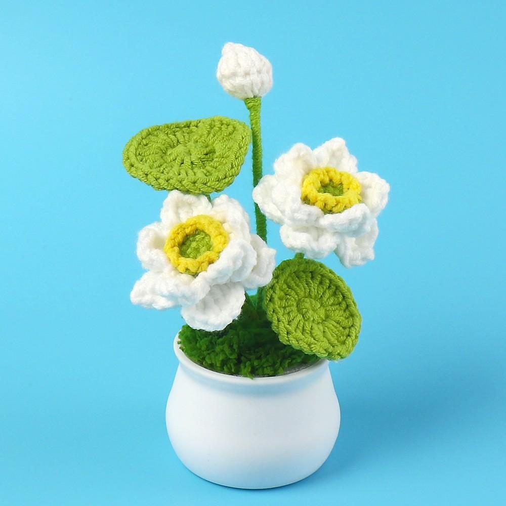 Hand-Knitted Wool Fake Flowers Set: Sunflower, Carnation, Tulip - Desktop Decor, Teacher/Student Gift, Everlasting Bouquet
