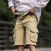 Pánské letní cargo šortky s kapsami Měkké prodyšné jednobarevné sportovní pracovní šortky Outdoorové ležérní cargo kalhoty