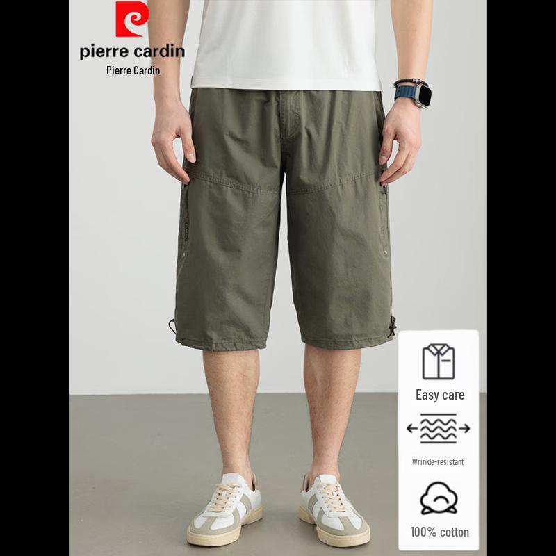 Pierre Cardin Men's 100% Cotton Multi-Pocket Casual Capri Pants
