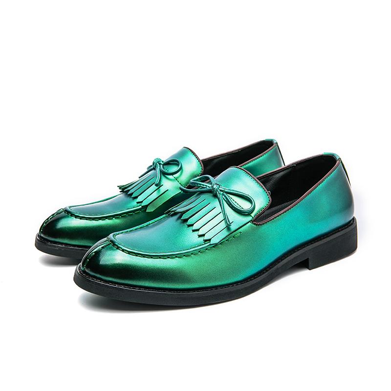 Men Loafers Nobility Shoes Retro Tassels Formal Business Purple Wedding Dress Prom Blazers Green Tuxedo Party Shoes Plus Size