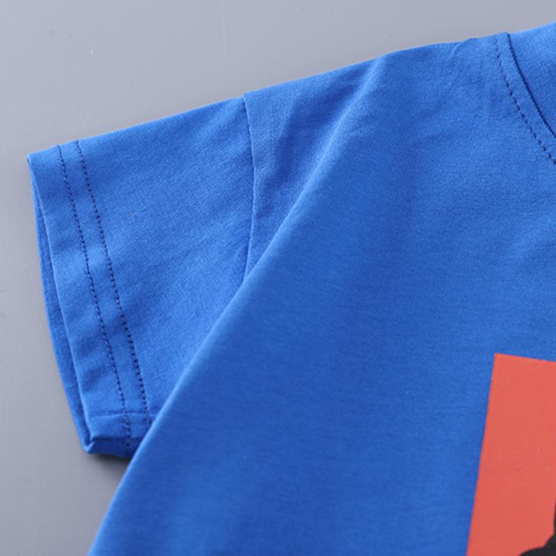 0-5-Year-old Children's Short Sleeved Set Boys' Cartoon Round Neck T-shirt Casual Denim Shorts Two-piece Set