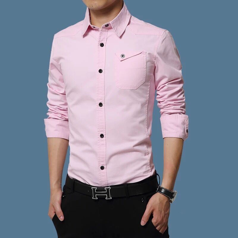 Men's Slim Fit Button Down Shirt - Casual Long Sleeve with Chest Pocket