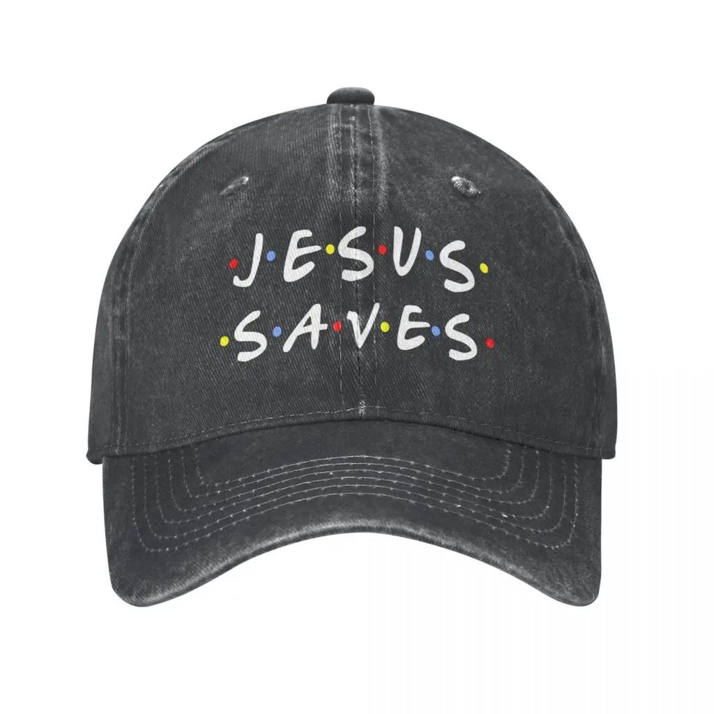 Retro Jesus Saves Christ Baseball Caps Men Women Distressed Washed Headwear Outdoor Workouts Caps Hat
