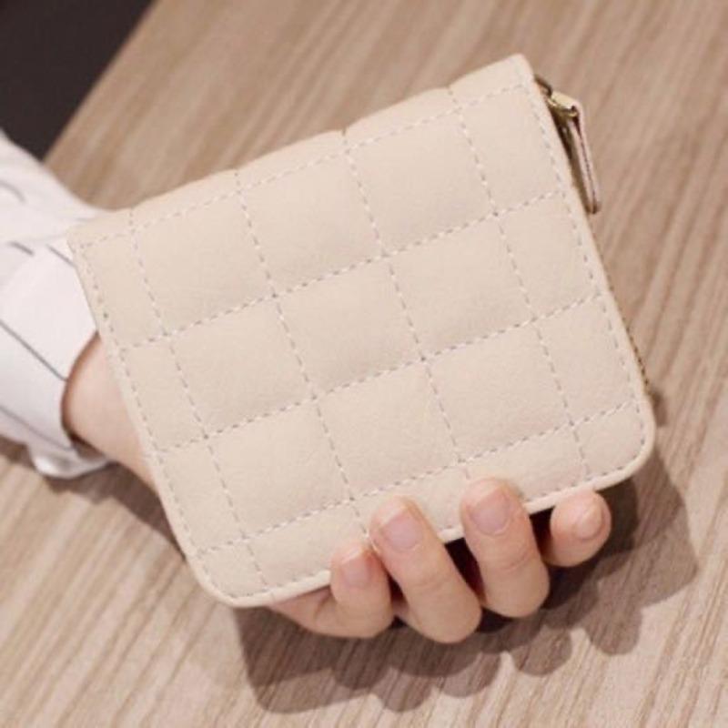 Women Fashion Zipper Small Wallet Coin Short  Purse PU Leather Plaid Purses Ladies Cute Mini Students Pocket Small Card Pack New
