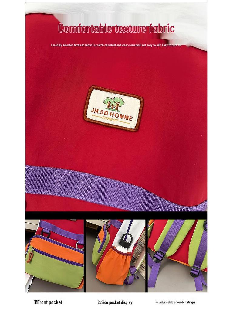 Modny plecak dziecięcy w bloki kolorystyczne - Uroczy i wytrzymały dla chłopców i dziewcząt ze szkoły podstawowej