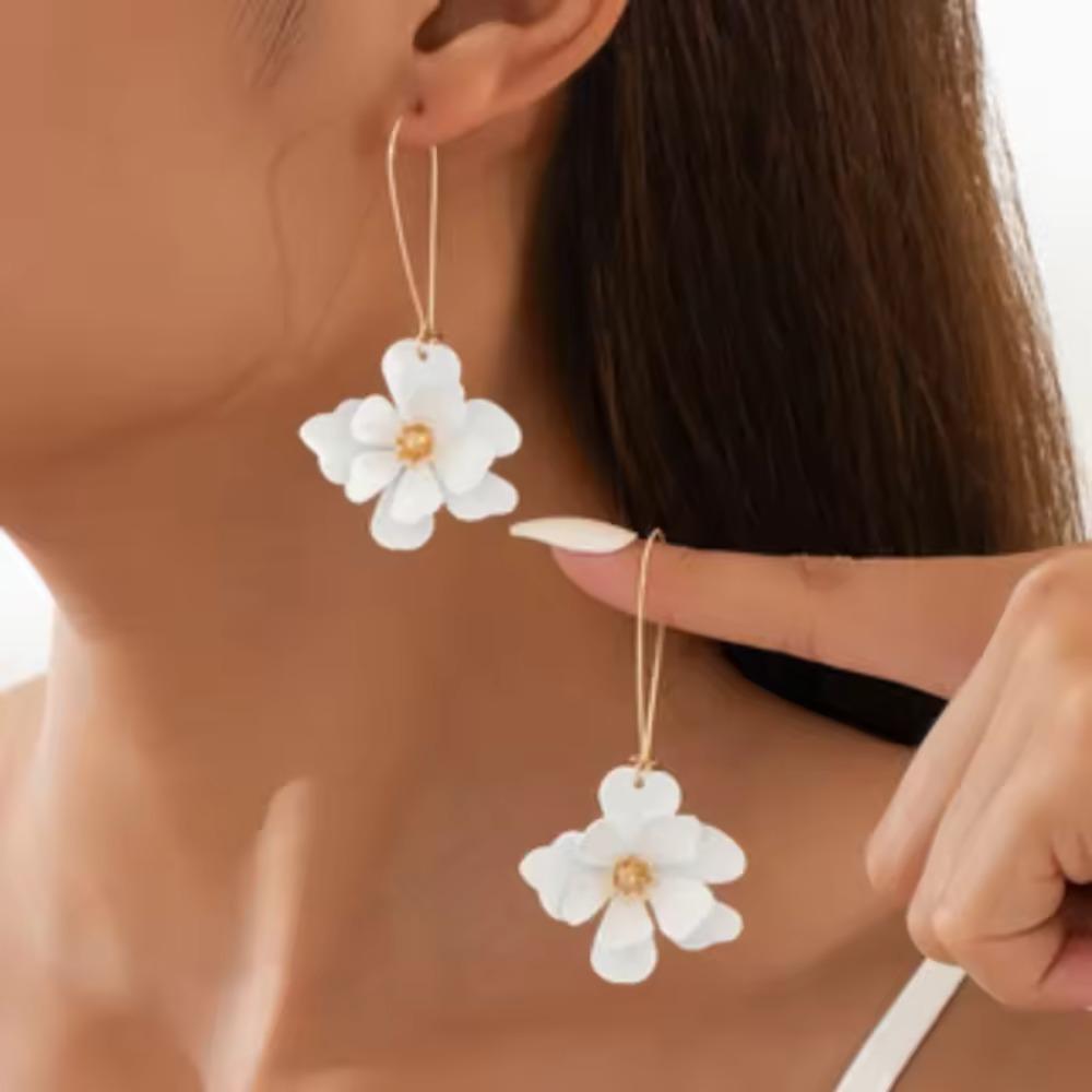 South Korea Ins Sweet Temperament Flowers Drop Earrings Ladies Personalized Creative Wedding Accessories Gift