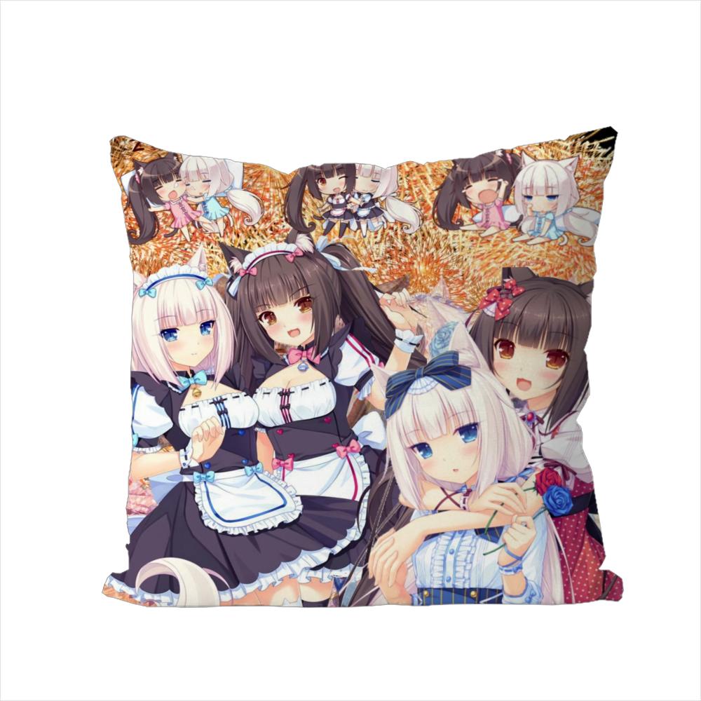 NekoPara Pillow Case For Car Sofa Decorative Home Doublesided Print Plush Square Throw Pillow Cushion Cover