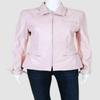 NOORA Women's Pink Leather Shirt Jacket