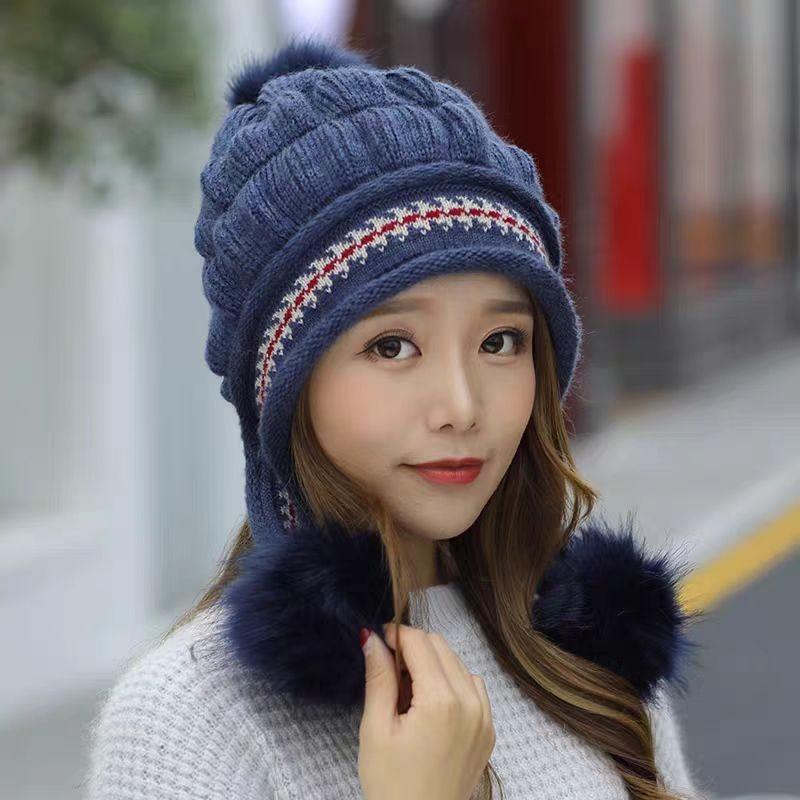 Winter New Velvet Warm Outdoor Cold Ear Protection Wool Knitted Hat Children Sweet and Cute Leisure