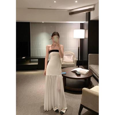 Bow Beauty Back Sleeveless Tube Top Dress Women's Summer Splicing Waist Birthday Skirt a Word Long Dress