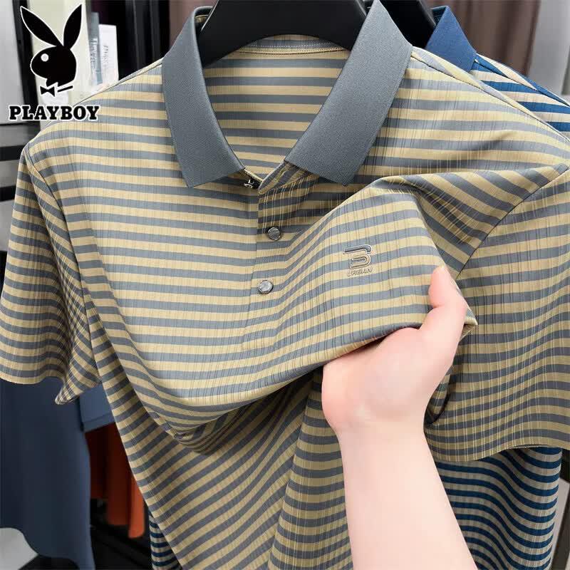 PLAYBOY Men s Ice Silk Short Sleeve Polo T-Shirt 2XL