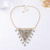 Bohemian Exquisite Light Luxury Inverted Triangular Tassel Grid Inlaid Zircon Pendant Necklace Sweater Chain Jewelry