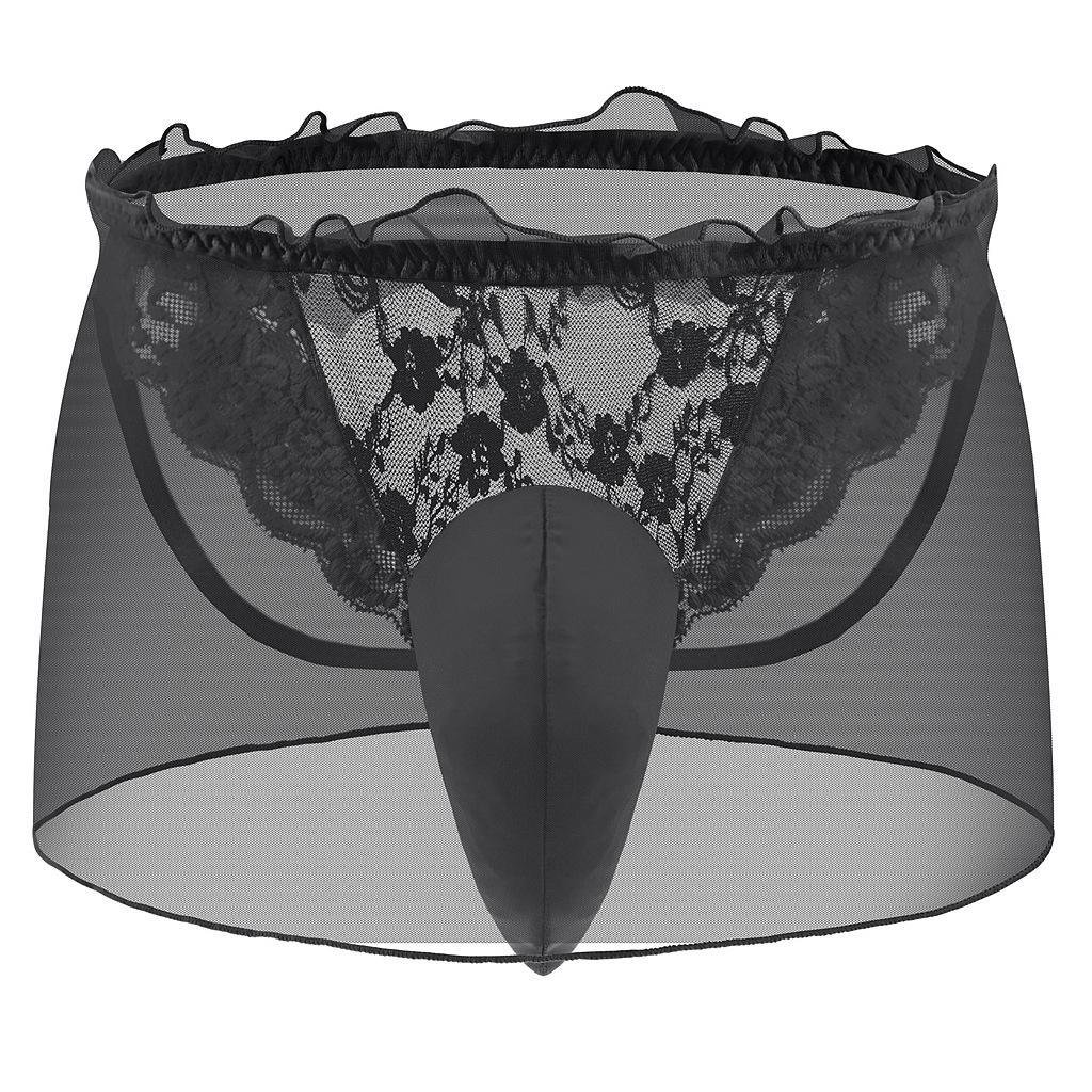 Men'S Sissy Translucent Mini Skirt Flowy Skirts Ruffle A-Line Tulle Micro Skirts Sexy Crossdressing Lingerie Gay Jockstrap Thong