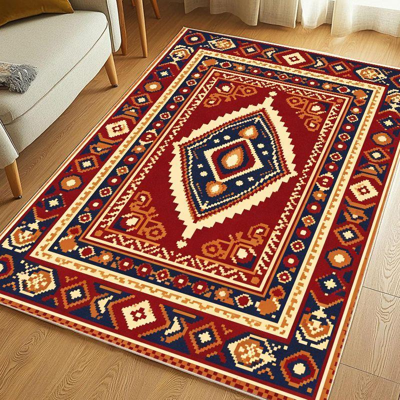 Moroccan Tribe Diamond Geometric Area Rug Non Slip Stain Resistant Floor Carpet for Living Room Bedroom Study Retro Home Decor