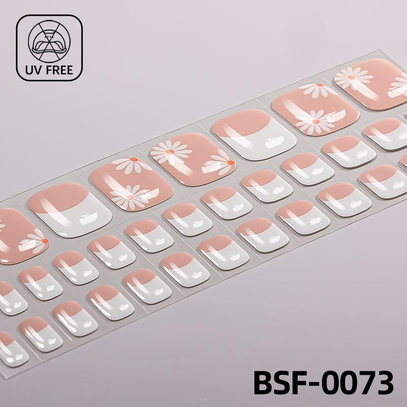 Popular Style New 3D Waterproof Nail Sticker Plastic UV Free Nail Wraps Toe Wraps