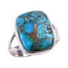Natürlicher Blauer Türkis Edelstein 925 Massiv Sterlingsilber Ring S.8 u9p05