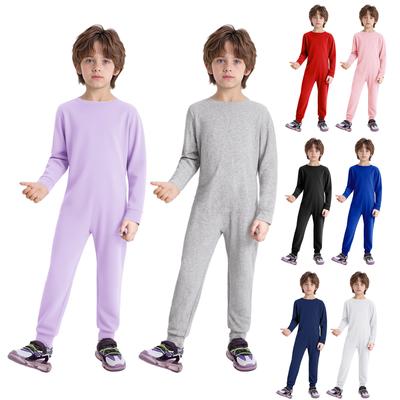 Ropa Adaptable Unisex para Niños Mono de Algodón de Manga Larga y Cuello Redondo con Cremallera Trasera Cómodo para Usar Todo el Día