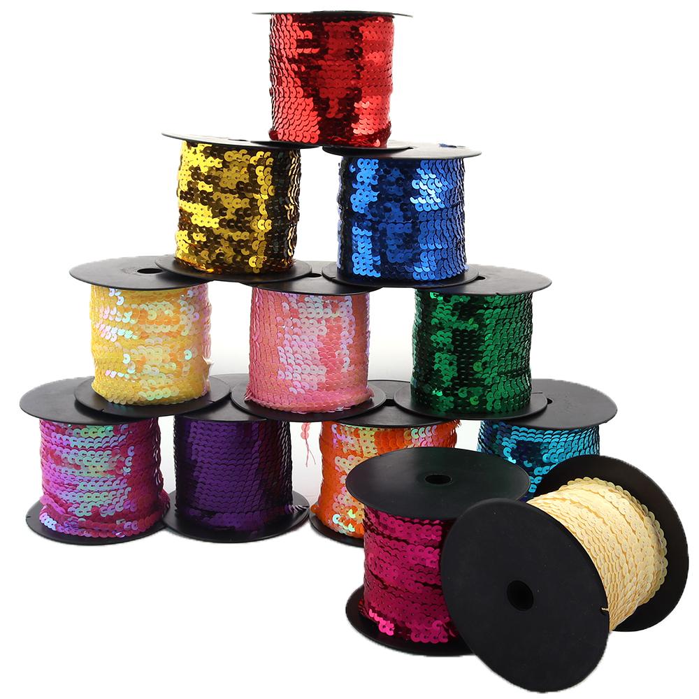 100 Yards/Roll Bright Sequins Shiny Color Round Flat Paillettes Strings For Party Decor DIY Crafts Clothing Sewing Accessories