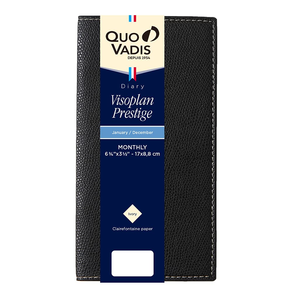 QUOVADIS 2026 Planner Diary  Buisoplan Prestige/Club  (Monthly Block, January Start, Slim Size 17x8.8cm) black qv66602bk
