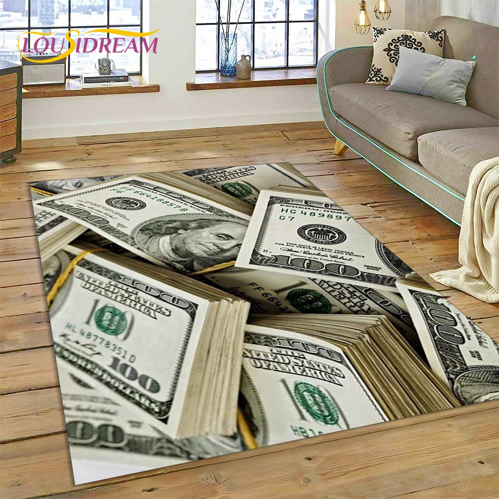 Teppich mit Dollar-, Euro- und Pfund-Motiv, Cartoon-Motiv, für Zuhause, Wohnzimmer, Schlafzimmer, Sofa, Fußmatte, Dekor, rutschfeste Bodenmatte für Kinder