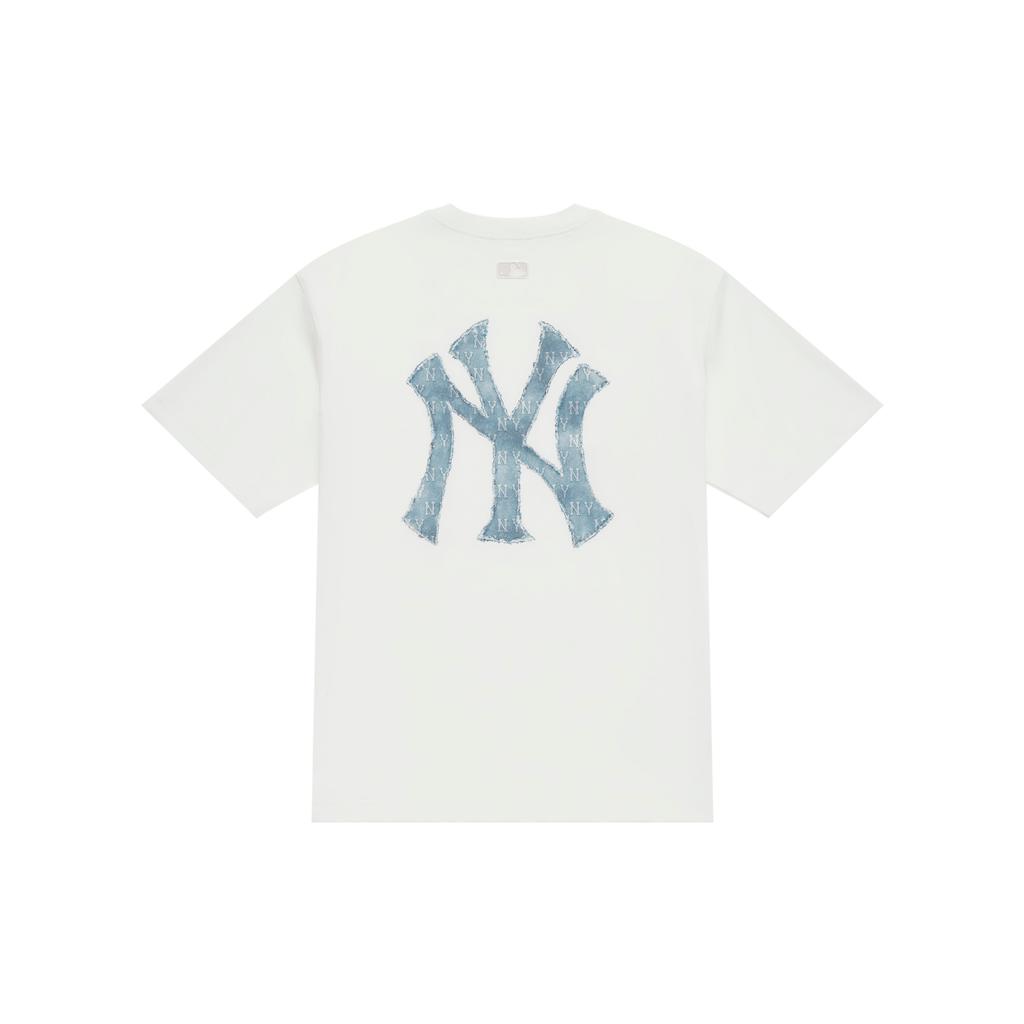 New MLB MONOGRAM Collection New York Yankees SS25 T Shirt Unisex White 3ATSM0953-50IVS