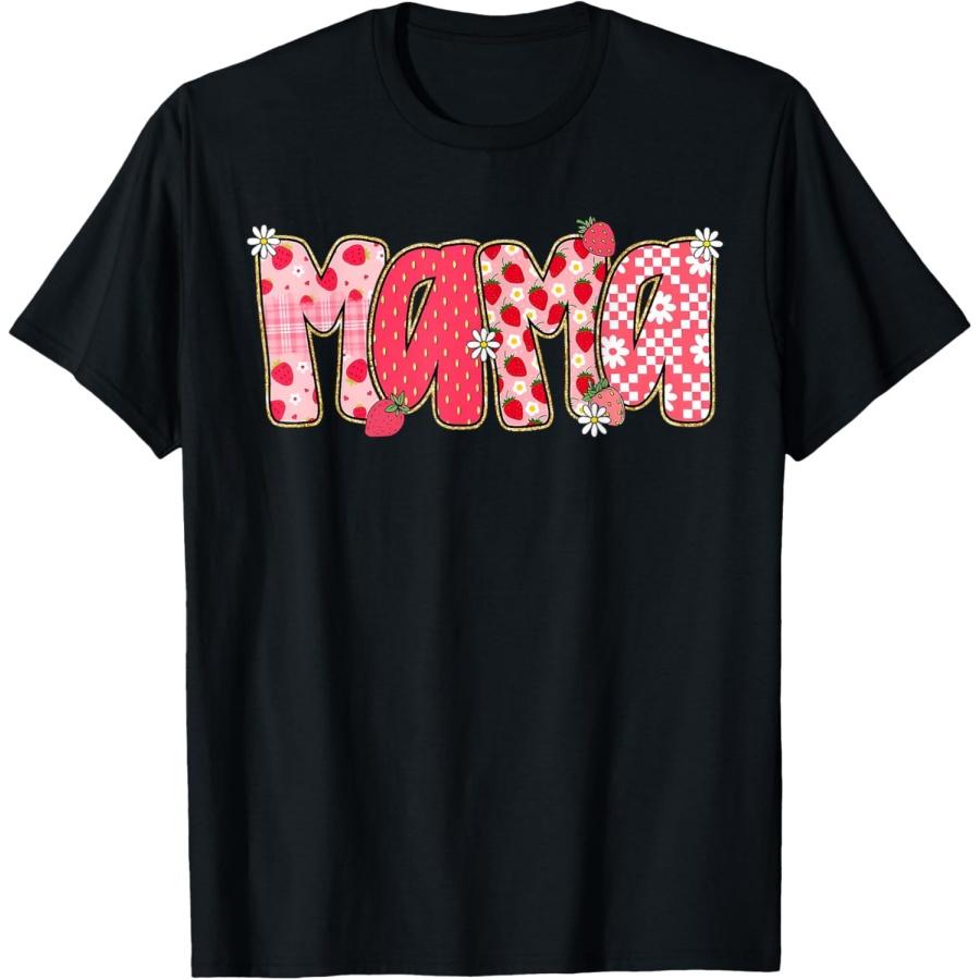 

Mama Strawberry Mommy Mom Happy Mother s Day Mom Life Retro T-Shirt XXXXXL чёрный