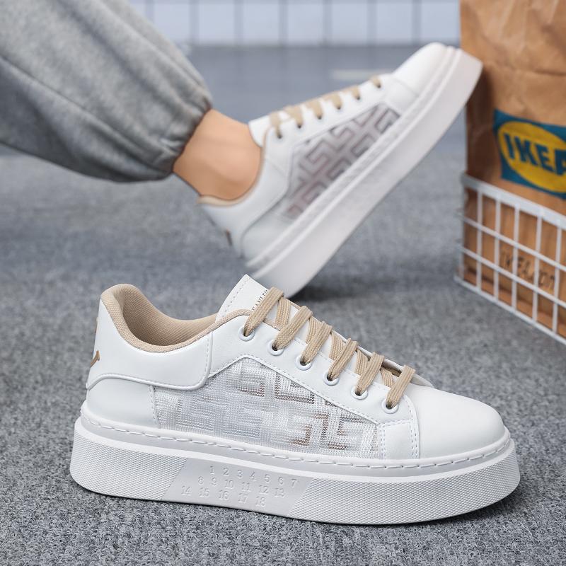 

Men s shoes 2025 new summer mesh breathable thin sports and leisure white shoes thick baseplate shoes versatile little white tide shoes 44