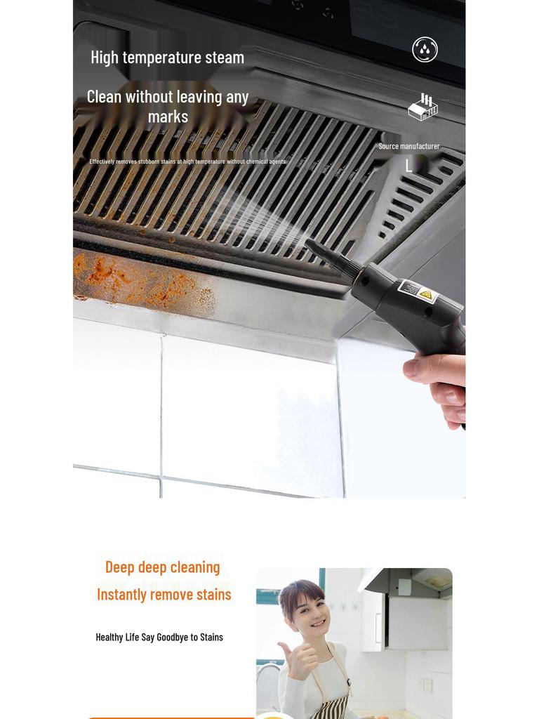 1.2L High-Temp Steam Cleaner with Ironing & Glass Brush for Home Use