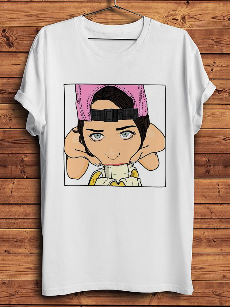 Girl Have Banana Amusing Funny T Shirt Unisex Homme Casual Hipster Cool  Short TShirt Unisex humorous Streetwear Breathable Print S