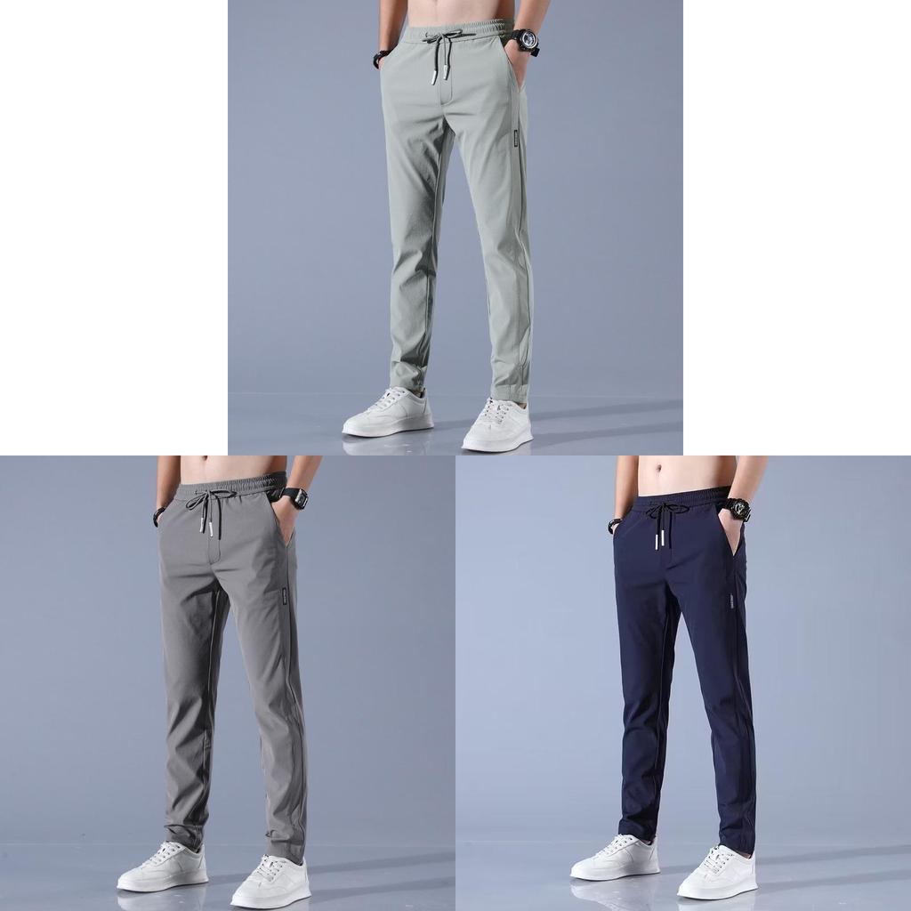 Summer Mens Lightweight Breathable Trousers With Elastic Waist For Casual Wear