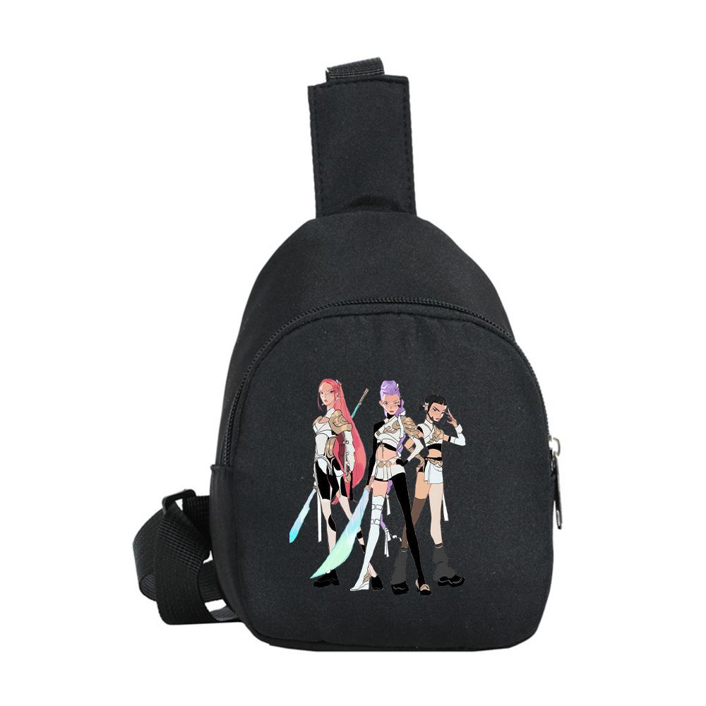Borsello petto stampato Anime Cartoon K-Pop Demon Hunters Kawaii per Ragazzo Ragazza Borsa a spalla Studente Borsa a tracolla portatile Borsa petto di Natale Regalo per bambino