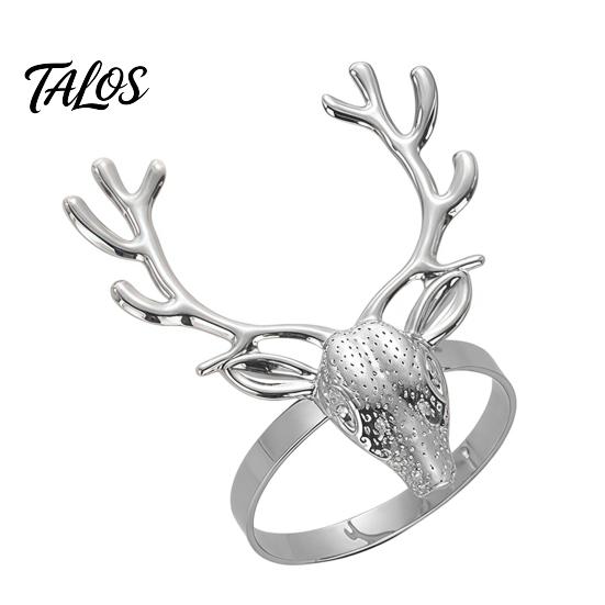 Elegant Wedding Table Accessories Christmas Deer Napkin Ring, Metal Elk Head Holder, Reusable Thanksgiving Decor Holiday Ring for Dining Winter Party