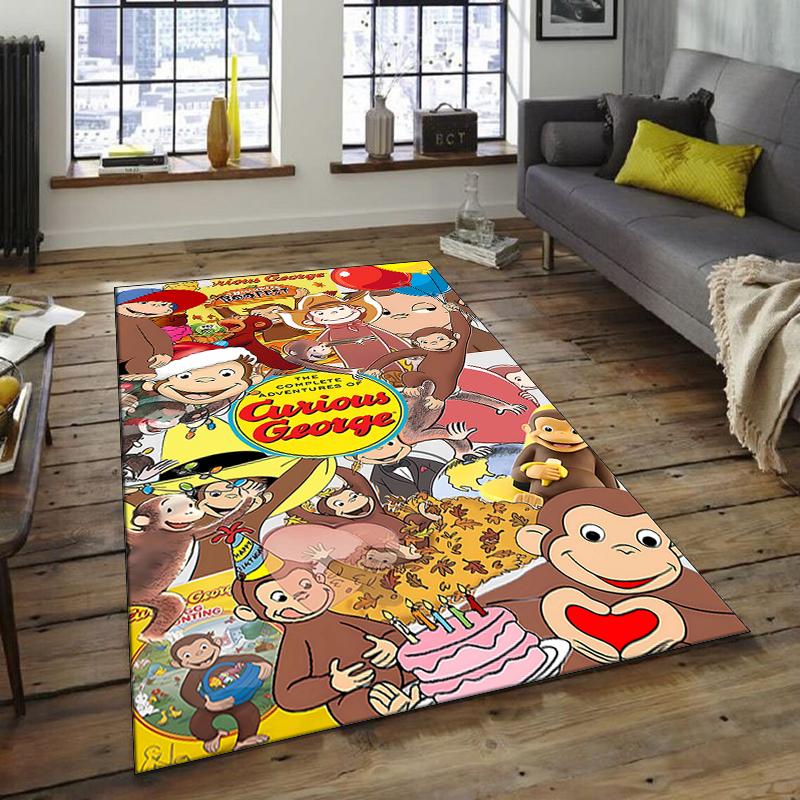 1pc Curious George (5) Design Area Rug - Non-Slip, Soft & Cozy Floor Mat for Living Room, Bedroom, Office - Indoor/Outdoor Decorative Carpet