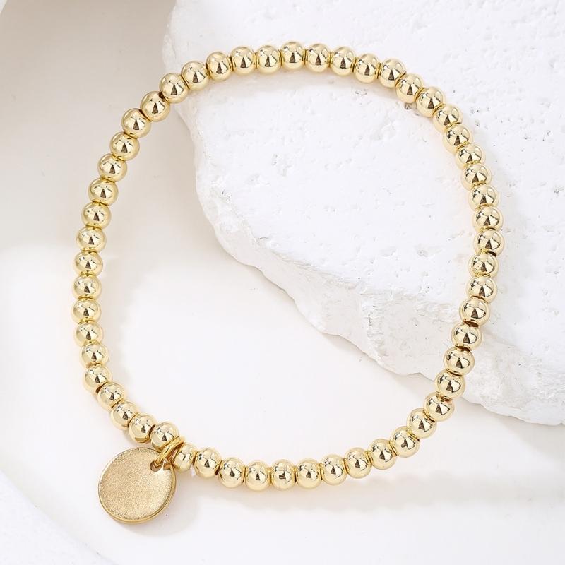 Stainless Steel Elasticized Beaded Jewelry 53 Round Beads Stretchable Design Wristband Formal Casual Accessory