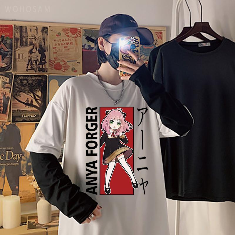2023 Hot Japanese Anime Spy X Family T shirt Kawaii Girl Cartoon Anya Forger For Women Summer Unisex Long Sleeve Striped T-shirt