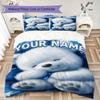 Custom Name Rainbow Heart Bear Love Bedding,Quilt Set Quilt Cover Pillowcase Home Birthday Gift(1 * duvet cover + 2 * pillowcase, without core)_lx