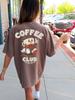Koffie Club Esthetisch Retro Vintage Comfort Colors Grafisch T-shirt, Boheemse Retro Tee, Grunge Hippie Boho Grafisch, Koffieliefhebber Streetwear T-shirt