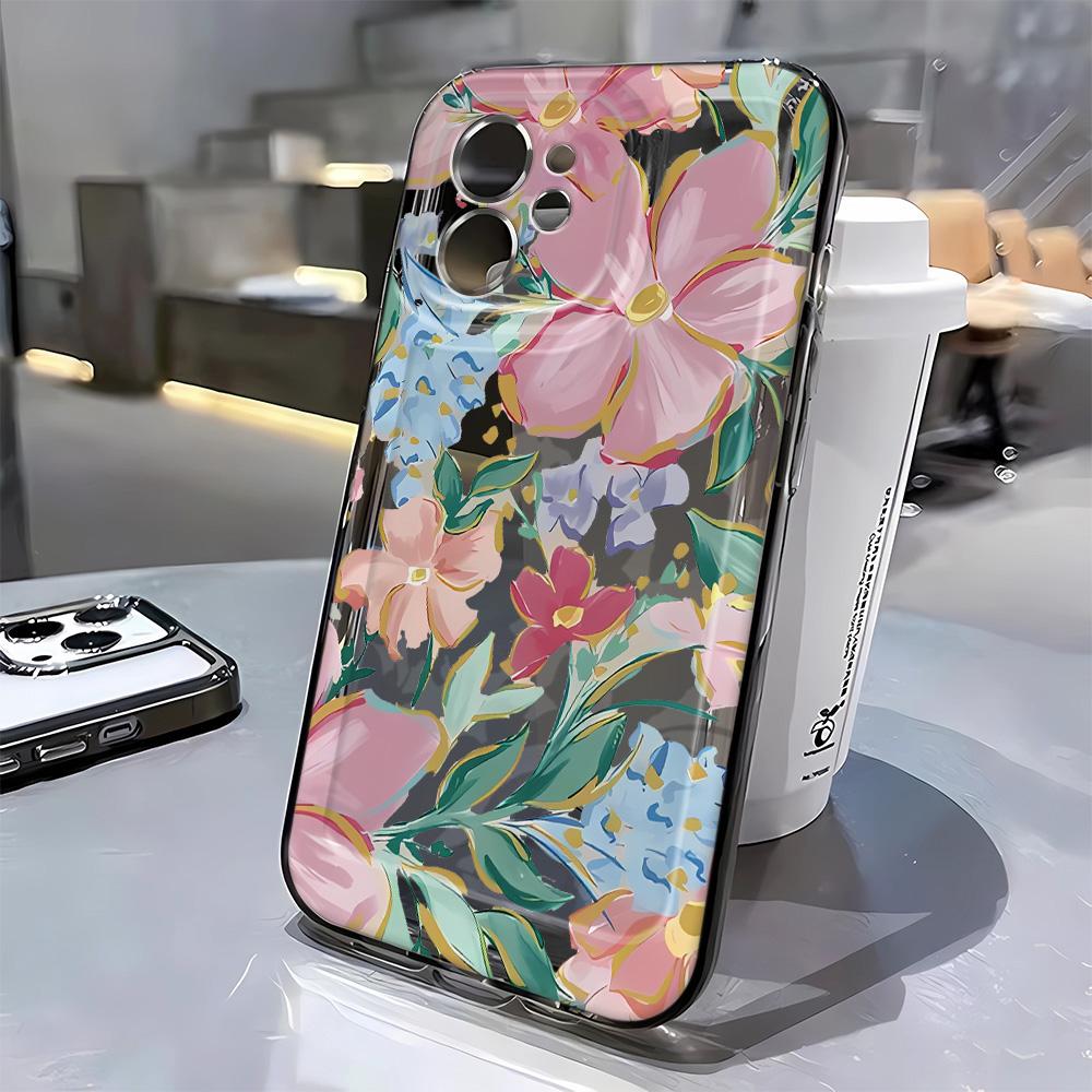 Colorful flowers For iPhone 16 15 14 13 12 11 Pro Max XS XR 16 14 Plus Phone Case Bumber Cover 16E