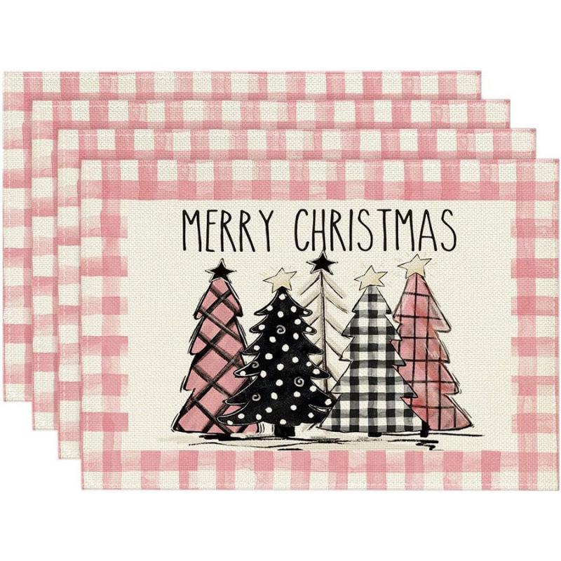 Cross-Border Bestseller Christmas Linen Placemat - Festive Letters & Colors for Restaurant Decoration