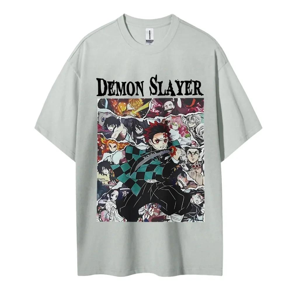 Hot Sale Demon Slayer Japanese Hot-blooded Anime Classic Loose Casual Oversized Short-sleeved Comfortable Soft Cotton Summer New Tee Oversized Top