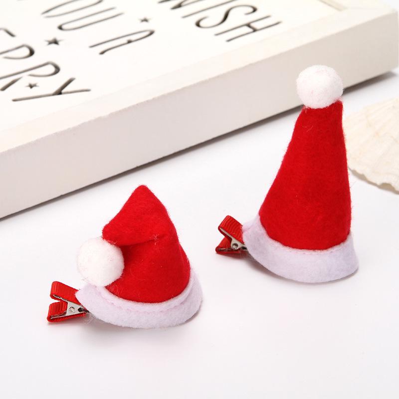 Christmas Kids' Festive Hair Clips - Small Red Hats with Duckbill Clip for Birthdays & Holidays