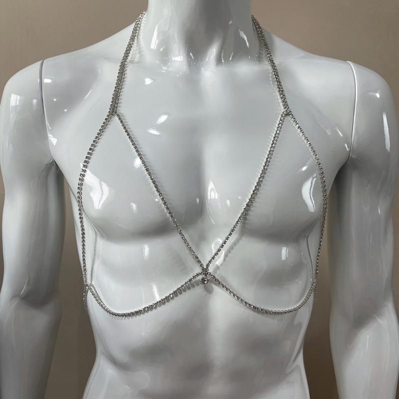 Bikini Catena Reggiseno Staffa Petto Catena Reggiseno Collana Catena Corpo Sexy Strass Gioielli Corpo Reggiseni Collana Catena Petto Reggiseno