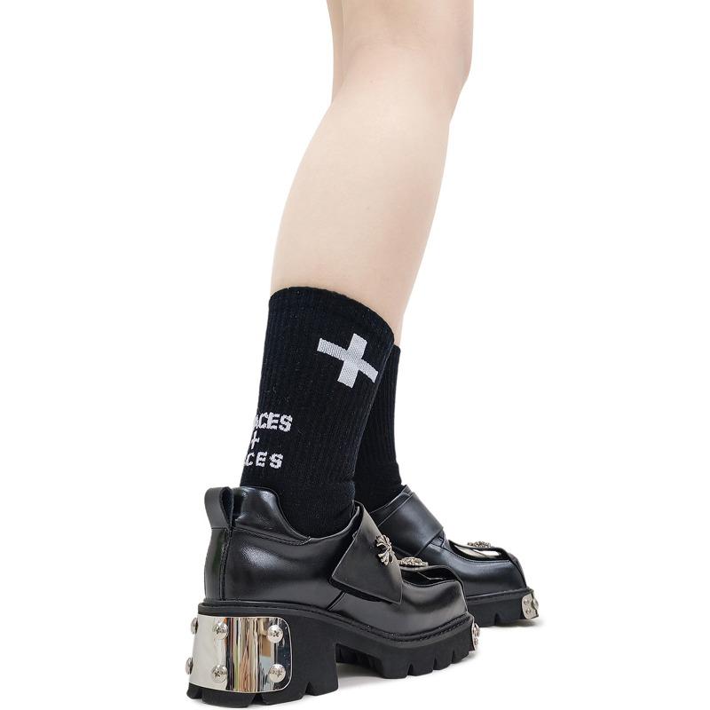 Women's Quality Selection Square Head Design Sense Metal Leather Shoes Women's Retro Thick Sole Low Top Loafers Sandalias Mujer